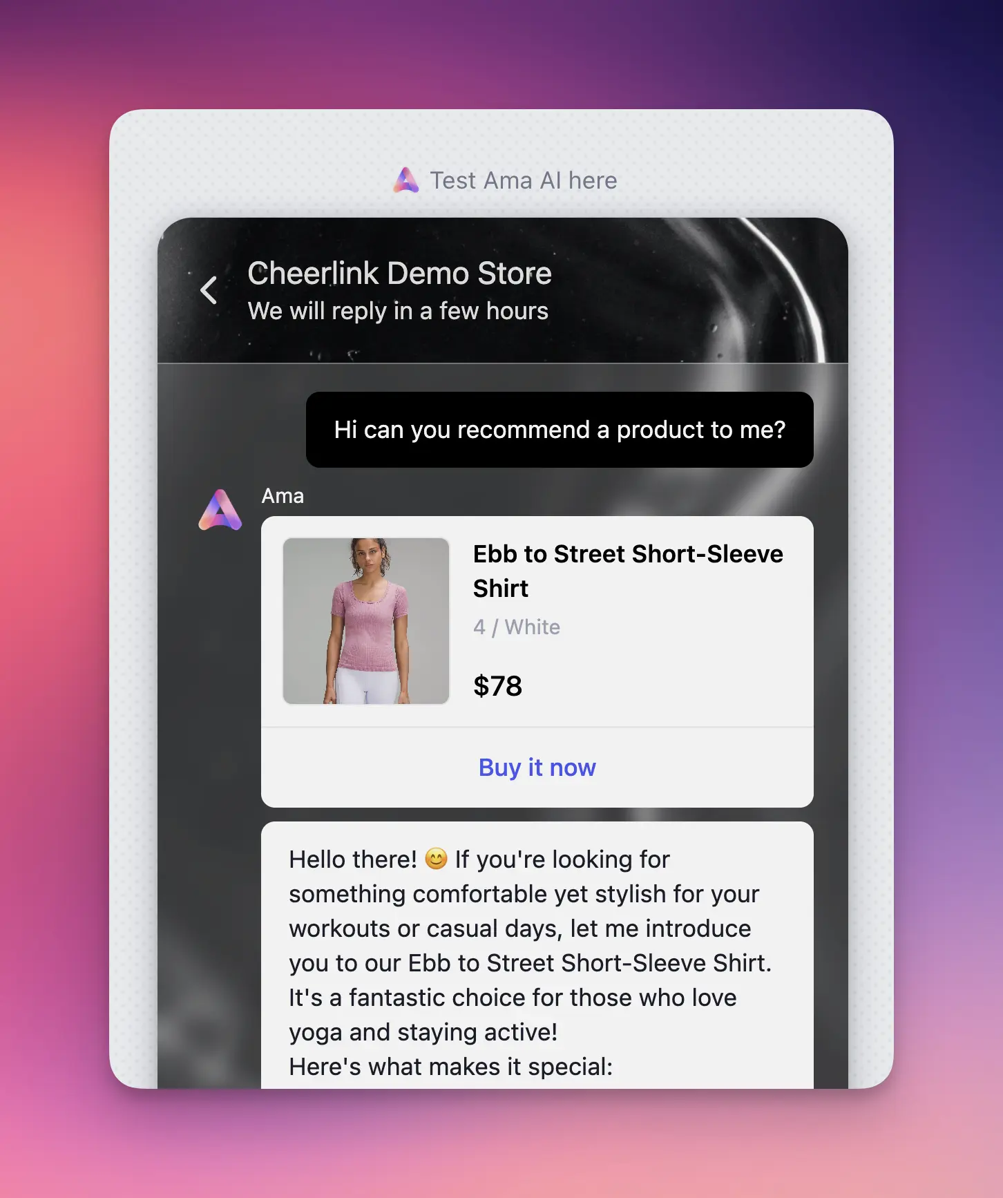 Illustration of Cheerlink chatbot helping a customer find product information