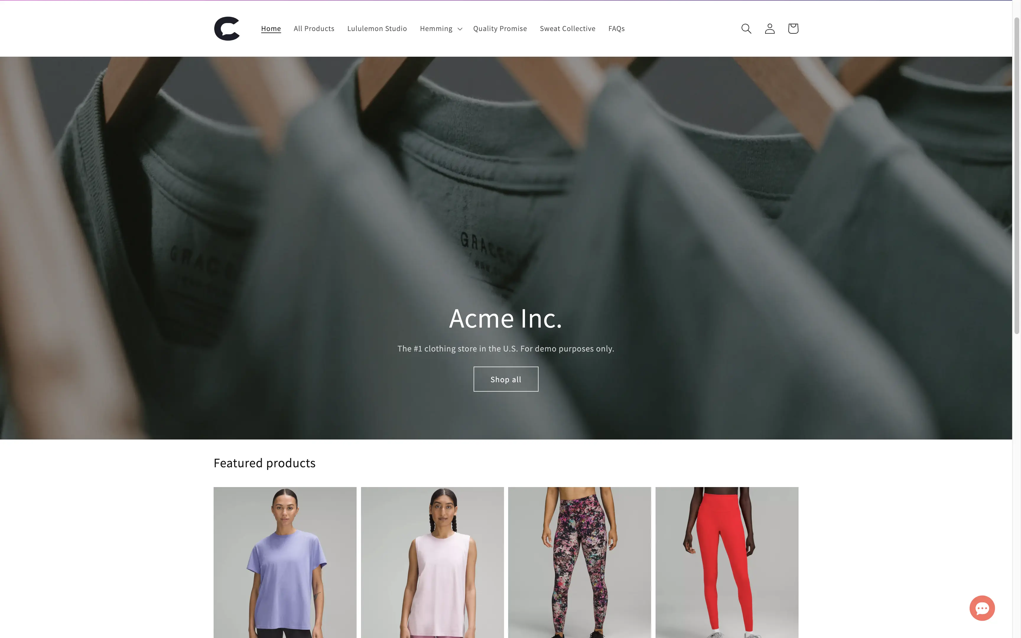 Shopify Product Listings Page Screenshot