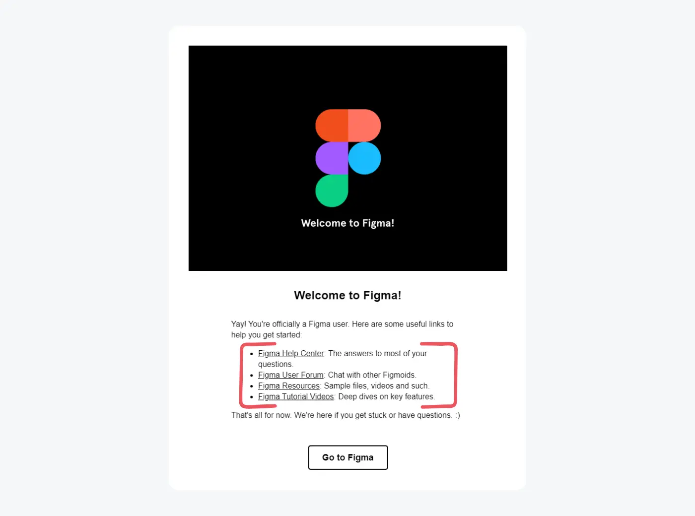 Figma welcome message